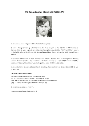 A preview of a PDF biography for Miarczynski, Roman Czeslaw